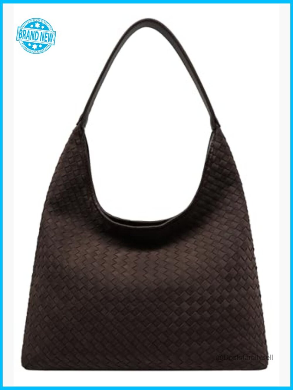 Suede Hobo Bag Slouchy Shoulder Tote Vegan Leather Handwoven Purse Large - Picture 3 of 7